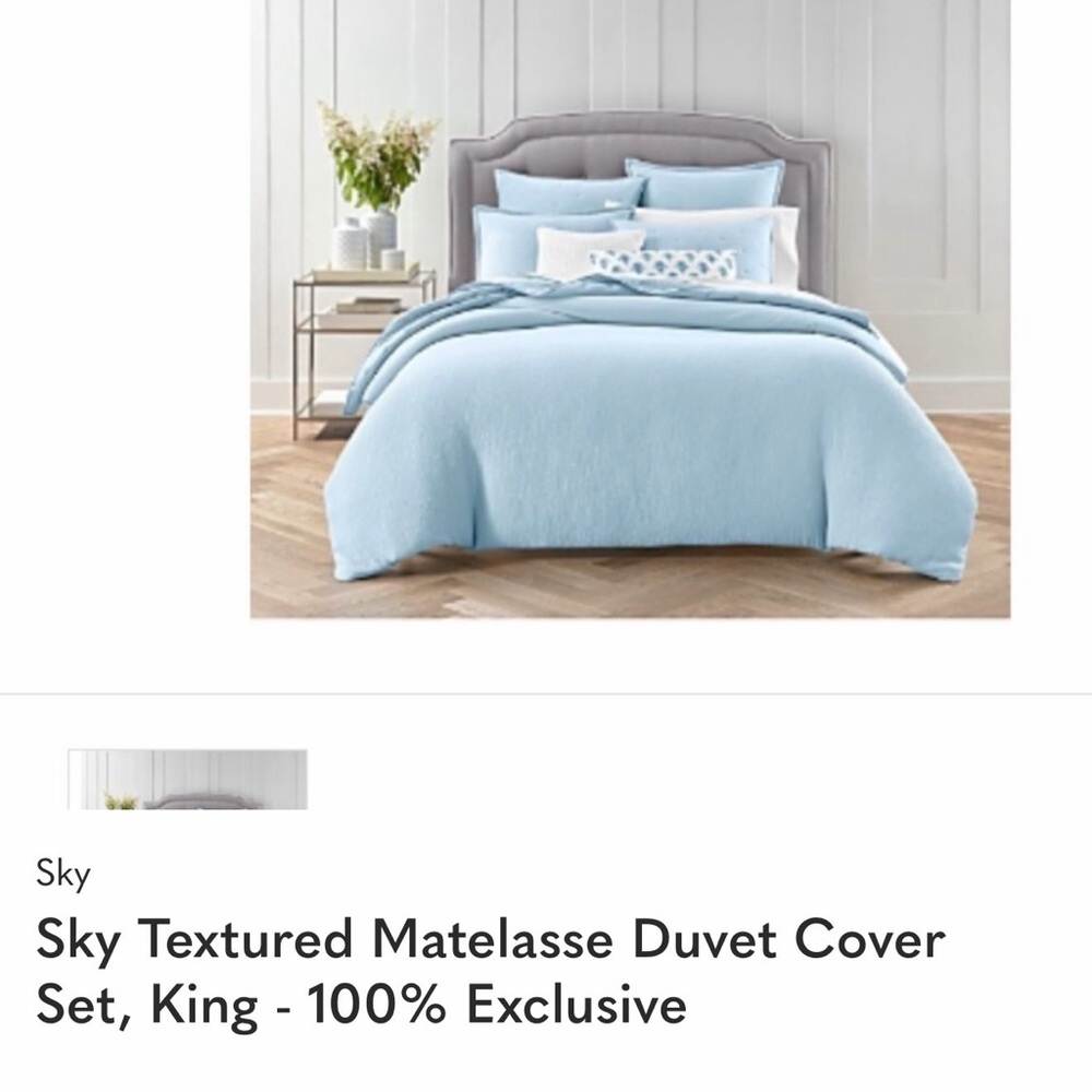 Sky Matelasse Duvet Cover Set in Soft Blue king size